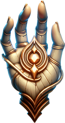 A mystical spirit hand. Warcraft 3 art..
Single Game Texture. In-Game asset. 2d. Blank background. High contrast. No shadows.