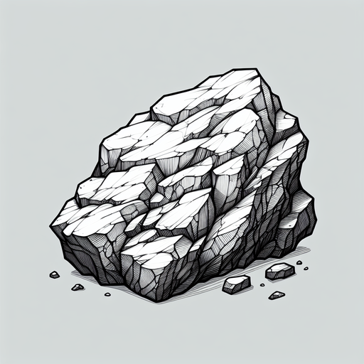 single rock.
Single Game Texture.  In-Game asset.  2d.  Blank background.  High contrast.  No shadows