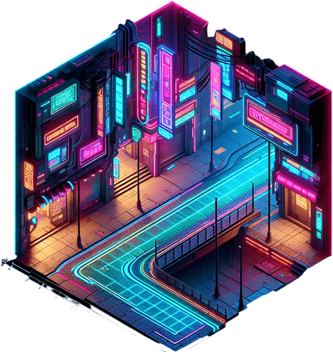 2d side view of a neon sidewalk, in the art style of a neon cyberpunk world.
Single Game Texture. In-Game asset. 2d. Blank background. High contrast. No shadows.
