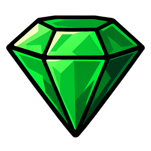 yeşil elmas.
In-Game asset.  2d.  High contrast.  No shadows
