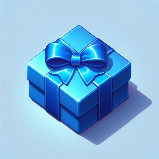 A blue christmas present. Single Game Texture. In-Game asset. 2d. Blank background. High contrast. No shadows.