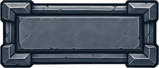 an old-style square long button in grey in a magical way.
In-Game asset.  2d.  High contrast.  No shadows