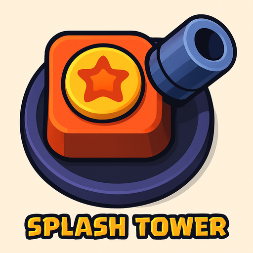 Crea la Torre Splash en un estilo 2D renderizado, limpio y cartoonish, con contornos claros y definidos, colores vibrantes con transiciones suaves, y sombreado que da volumen a sus superficies superiores.
La perspectiva debe ser VISTA CENITAL (totalmente desde arriba). Esto significa que la torre se verá como si estuviera siendo observada directamente desde arriba, con los detalles de su parte superior siendo prominentes.
La base de la torre debe ser circular para permitir un movimiento de cañón cómodo. El mortero/cañón de impacto o el orificio de disparo debe estar orientado hacia la DERECHA.
La torre debe tener un perfil bajo y la menor cantidad de relieve vertical posible para facilitar una rotación fluida en la animación. El "splash" se refiere al daño de área por impacto o explosión (no a agua), por lo que el diseño debe evocar artillería pesada o explosivos..
In-Game asset.  2d.  High contrast.  No shadows