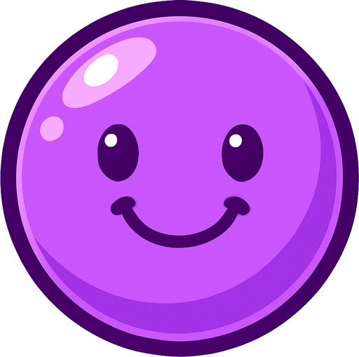 Mutlu, eflatun renkli bir bubble.
In-Game asset.  2d.  High contrast.  No shadows