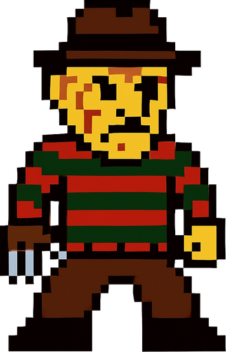 freddy kruger pixel.
In-Game asset.  2d.  High contrast.  No shadows