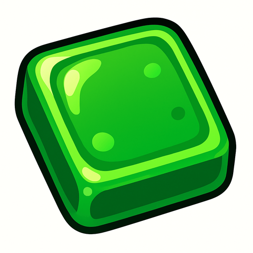 Edible square, single green candy.
In-Game asset.  2d.  High contrast.  No shadows