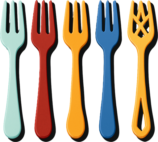 Pack of different forks.
In-Game asset.  High contrast.  No shadows. 3D