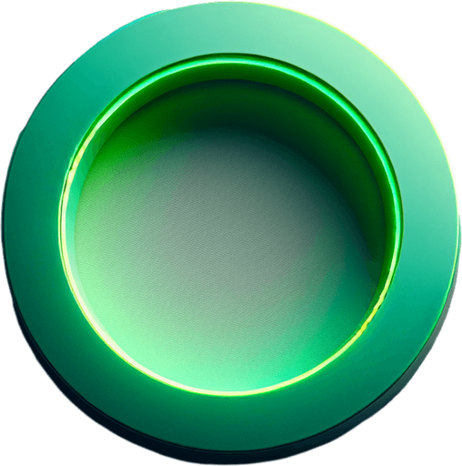 top view A green round start button empty in the center like a ring.