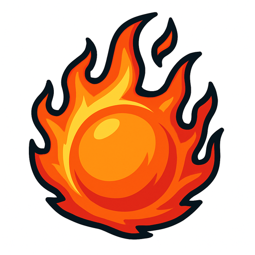 Alev topu.
In-Game asset.  2d.  High contrast.  No shadows