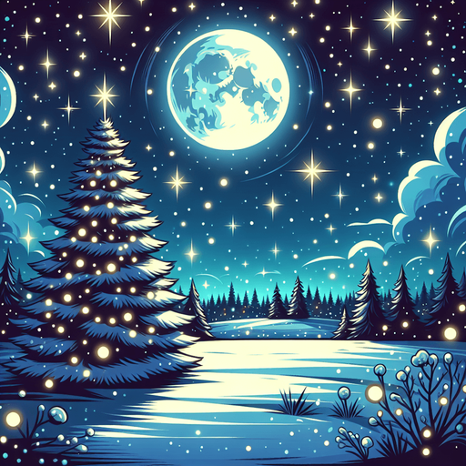 Starry Christmas night sky, cartoon, background