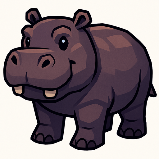 make a hippopotamus.
In-Game asset.  High contrast.  No shadows