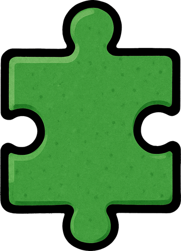 A green puzzle piece.
In-Game asset.  2d.  High contrast.  No shadows