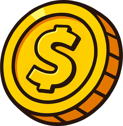Coin.
In-Game asset.  2d.  High contrast.  No shadows