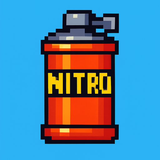 pixel art nitro.
In-Game asset.  2d.  High contrast.  No shadows