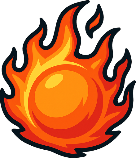Alev topu.
In-Game asset.  2d.  High contrast.  No shadows