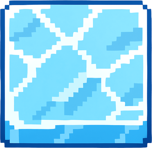 Make a 2D top down pixelated flat image of ice.
In-Game asset.  2d.  High contrast.  No shadows