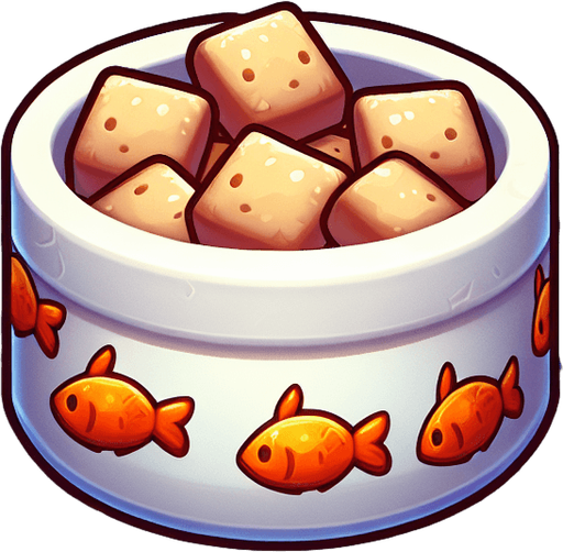 fish food.
Single Game Texture. In-Game asset. 2d. Blank background. High contrast. No shadows.