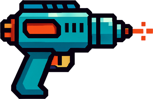 Lasergun pixel.
In-Game asset.  2d.  High contrast.  No shadows