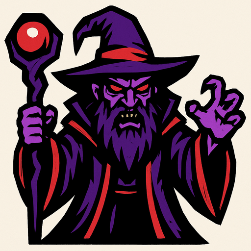 bad wizard.
In-Game asset.  2d.  High contrast.  No shadows