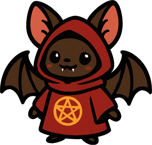 cute nice bat cultist.
In-Game asset.  2d.  High contrast.  No shadows