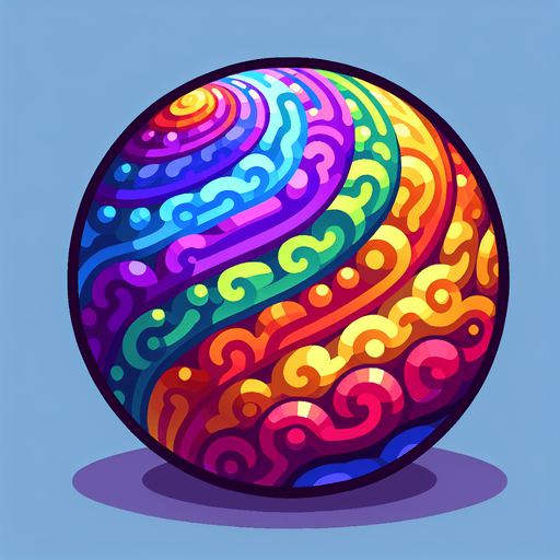 Rainbow ball.
Single Game Texture. In-Game asset. 2d. Blank background. High contrast. No shadows.