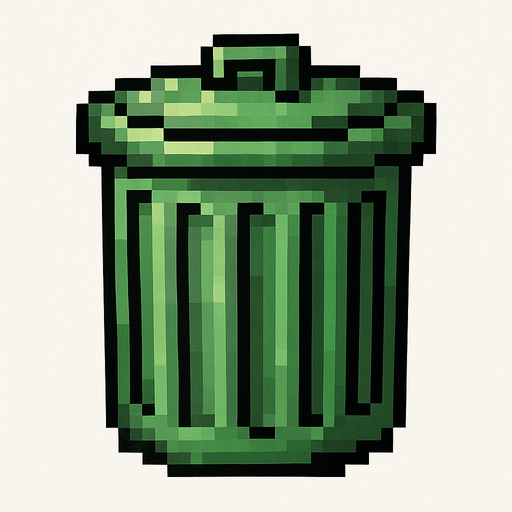 çöp kutusu.
In-Game asset.  2d.  High contrast.  No shadows. pixel art