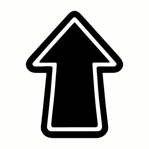 Black arrow pointing up.
In-Game asset.  2d.  High contrast.  No shadows