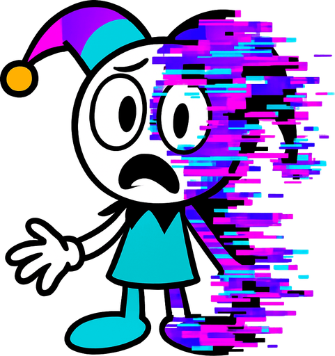 Pibby glitch pomni.
In-Game asset.  High contrast.  No shadows