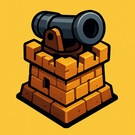 izometric cannon tower.
In-Game asset.  2d.  High contrast.  No shadows. izometric