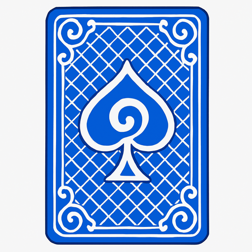 The back of a playing card. Blue pattern. Anime style..
In-Game asset.  2d.  High contrast.  No shadows