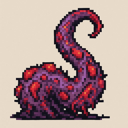 2d pixel art high quality enfected mutant purple and red tentacle.
In-Game asset.  2d.  High contrast.  No shadows