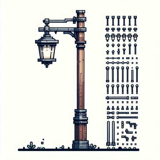 lateral view of a wooden mordern street lamp post...
video game sprite
