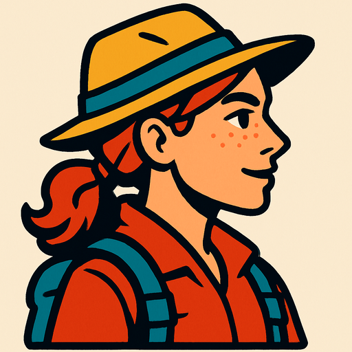 an adventurous woman profile photo.
In-Game asset.  2d.  High contrast.  No shadows