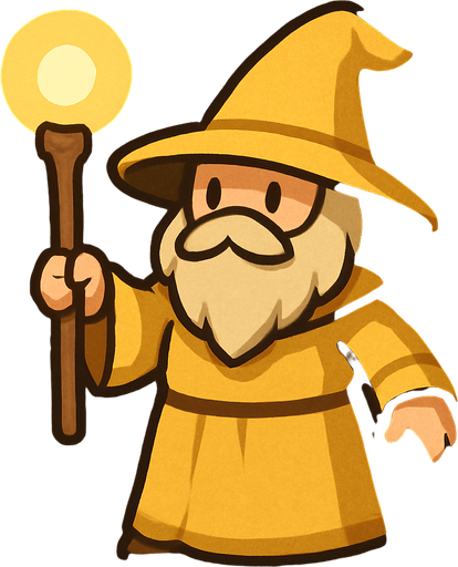 2d in game asset light (yellow) wizard.