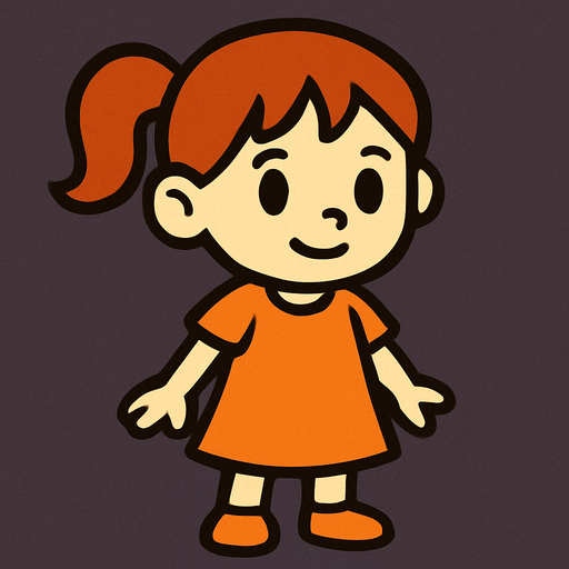 Petite fille.
In-Game asset.  2d.  High contrast.  No shadows