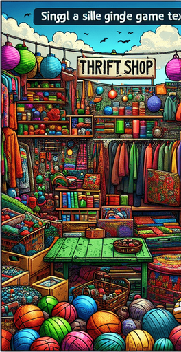 colourful thrift shop background.
Single Game Texture.  In-Game asset.  2d.  Blank background.  High contrast.  No shadows