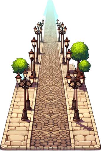 Una calle.
Single Game Texture.  In-Game asset.  2d.  Blank background.  High contrast.  No shadows