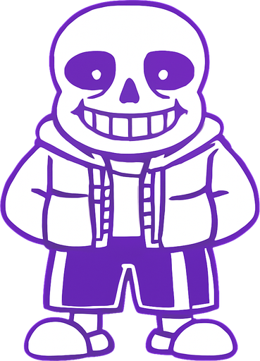 Sans color morado.
In-Game asset.  2d.  High contrast.  No shadows