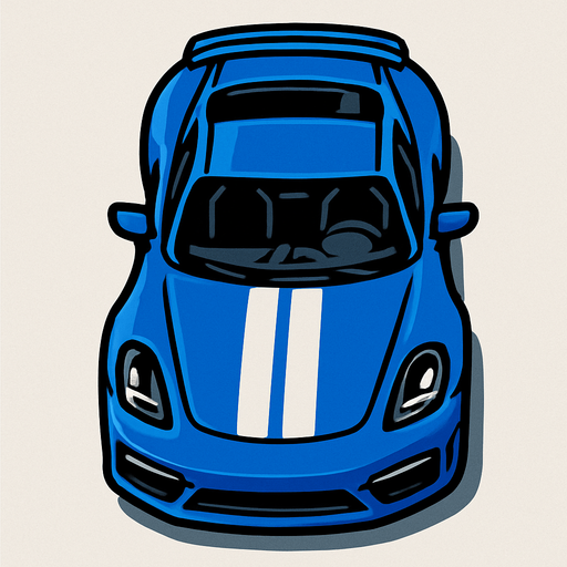 a top down sport blue car.
In-Game asset.  2d.  High contrast.  No shadows