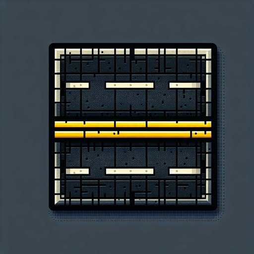 give me a rectangle shaped video game looking Road, For Example, Black concrete with the yellow lines, but horizontally.
Single Game Texture.  In-Game asset.  2d.  Blank background.  High contrast.  No shadows