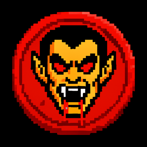 vampire blody coin pixel.
In-Game asset.  2d.  High contrast.  No shadows