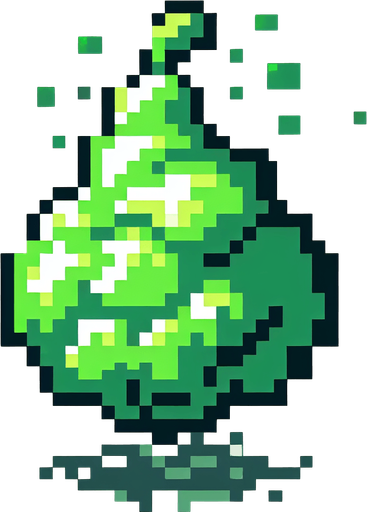 Genera un tipo de gas de color verde que este en pixel art.
Single Game Texture.  In-Game asset.  2d.  Blank background.  High contrast.  No shadows