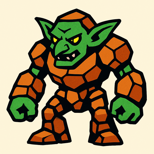 golem goblin.
In-Game asset.  2d.  High contrast.  No shadows