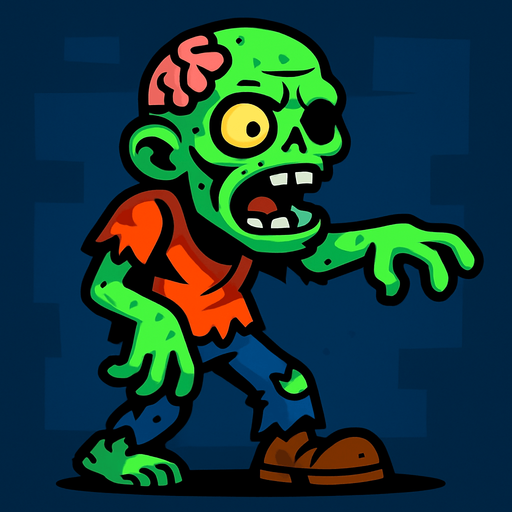 Zombie.
In-Game asset.  2d.  High contrast.  No shadows