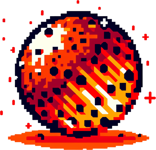 8 bit meteor.
Single Game Texture. In-Game asset. 2d. Blank background. High contrast. No shadows.