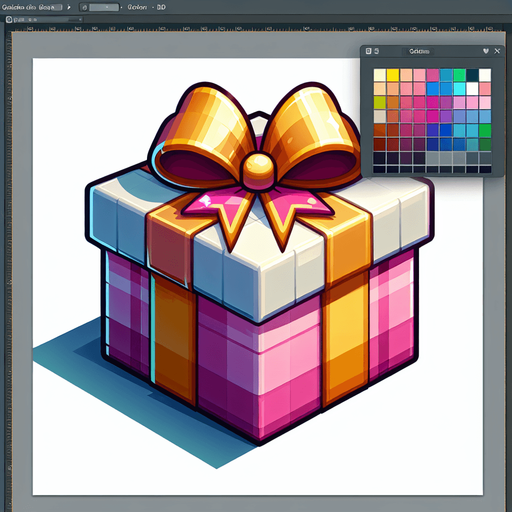 gift wrapped box, bright light colours. with bow on top Single Game Texture. In-Game asset. 2d. Blank background. High contrast. No shadows. Single Game Texture.