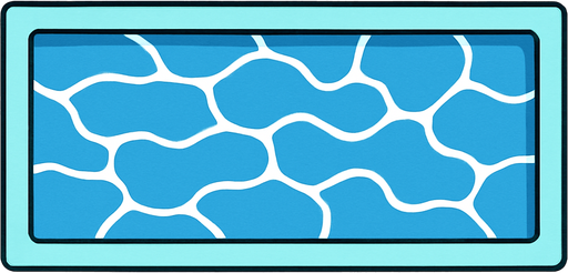 Piscina vista desde arriba con lineas suaves. un borde celeste igual al agua de proporciones 4:16.
In-Game asset.  2d.  High contrast.  No shadows