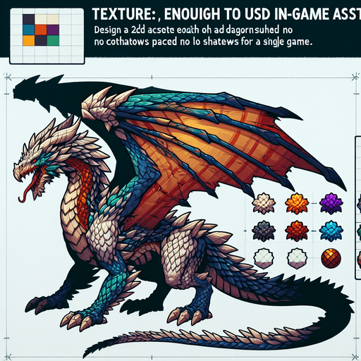 Dragons.
Single Game Texture. In-Game asset. 2d. Blank background. High contrast. No shadows.