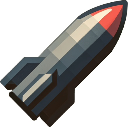 missile.
Single Game Texture.  In-Game asset.  2d.  Blank background.  High contrast.  No shadows