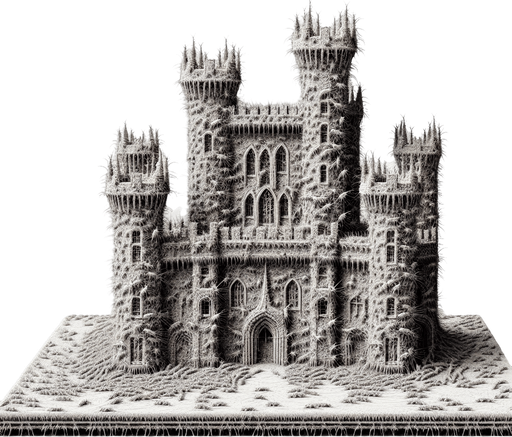 a castle made out of fleas.
Single Game Texture. In-Game asset. 2d. Blank background. High contrast. No shadows.